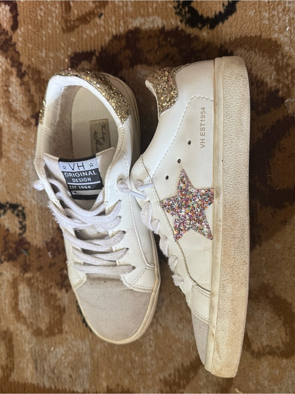 Vintage Havana White Sneakers with Multicolor Glitter Star 7